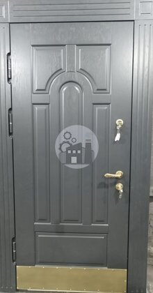 дверь с массивом дерева и отбойником