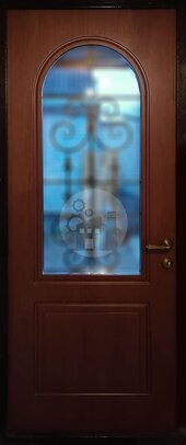 антивандальная дверь со стеклом и ковкой, с одним замком - внутренняя часть двери ДВ-1387