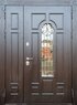 миниатюра дверь двустворчатая в загородный дом, со стеклом и ковкой-ДВ-1629